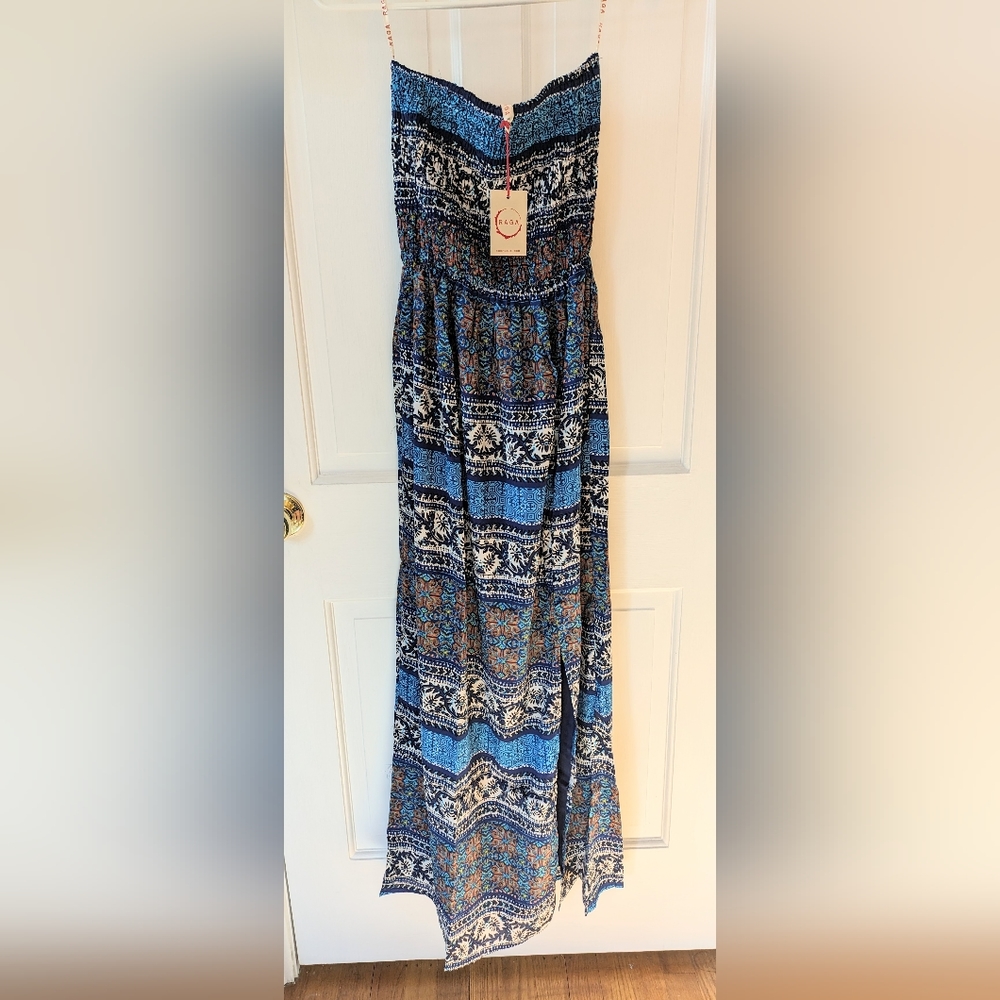 RAGA for Anthropologie Strapless Maxi Tube Dress Boho Multi Women's NWT Sz Med